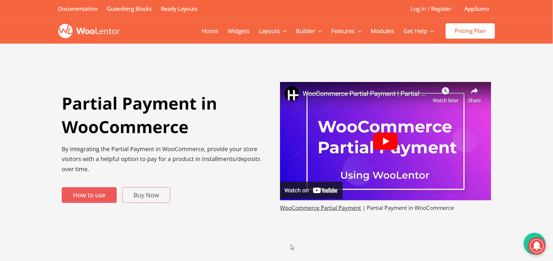 Pago parcial del constructor WooLentor WooCommerce