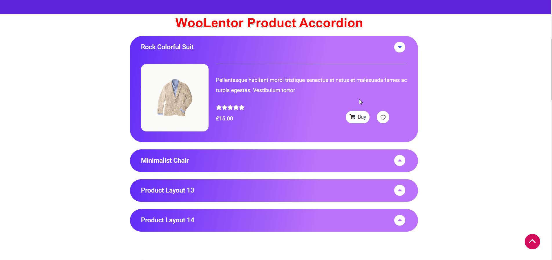 WooLentor WooCommerce constructor producto acordeón