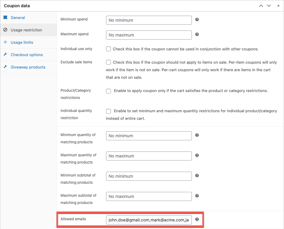 zulässiges E-Mail-Feld im kostenlosen Plugin