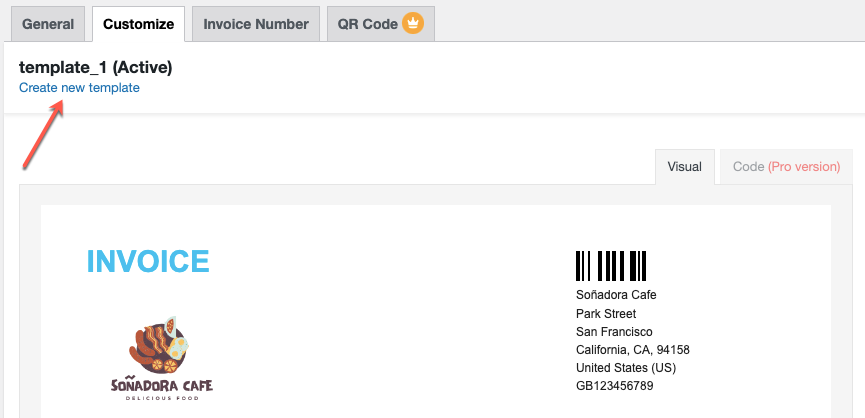 Создать новый вариант шаблона для счета в формате PDF в woocommerce