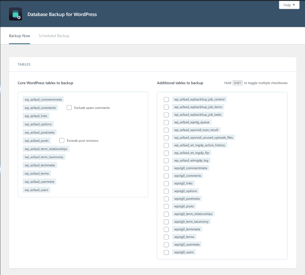 WordPress のデータベースのバックアップ