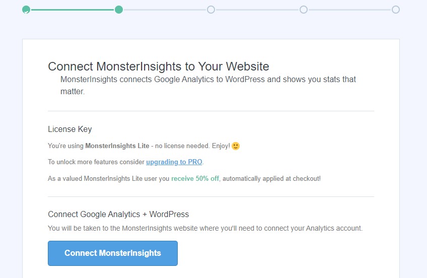 MonsterInsights を接続する