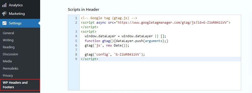 ヘッダーとフッターのプラグインを使用して WordPress に Google アナリティクス トラッキング コードを追加する