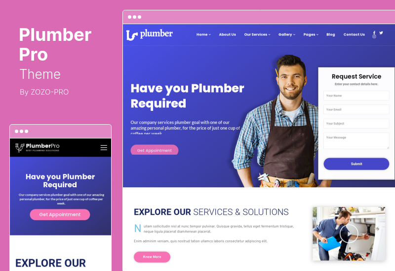 Plumber Pro Theme - 建設修理サービス向けの WordPress テーマ