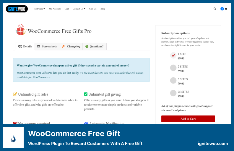 Plugin pentru cadou gratuit WooCommerce - Plugin WordPress pentru a recompensa clienții cu un cadou gratuit