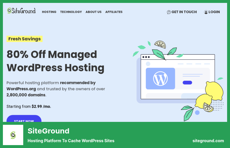 SiteGround Plugin - WordPress サイトをキャッシュするためのホスティング プラットフォーム