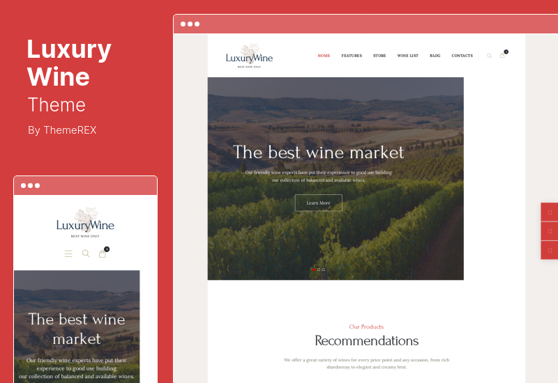 Luxury Wine Theme - Liquor Store Vineyard WordPress テーマ