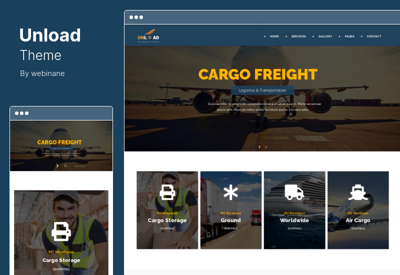 卸載主題 - 貨物、航運、物流、貨運、倉庫和運輸 WordPress 主題