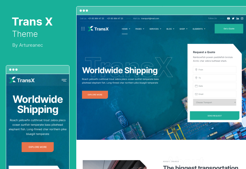 TransX 主題 - 運輸和物流 WordPress 主題