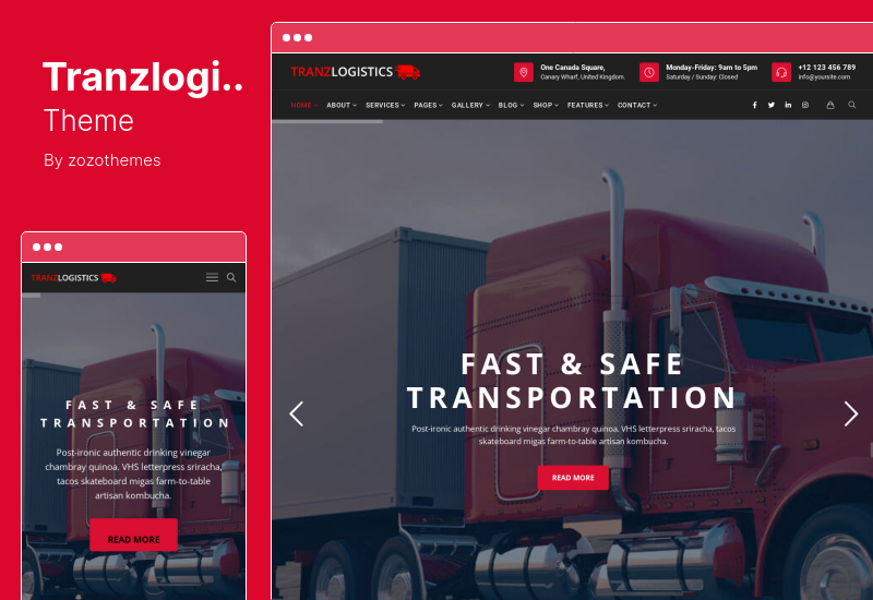 Tranzlogistics 主題 - 物流和貨運 WordPress 主題