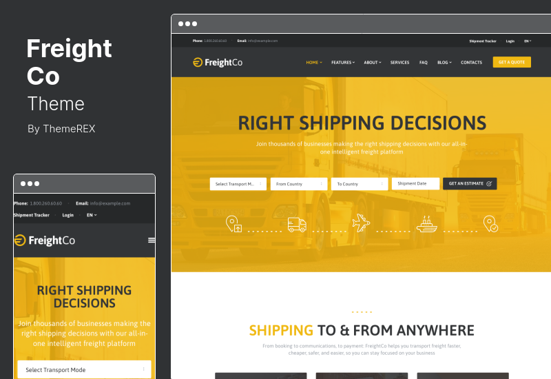 FreightCo 主題 - 運輸和倉儲運輸 WordPress 主題