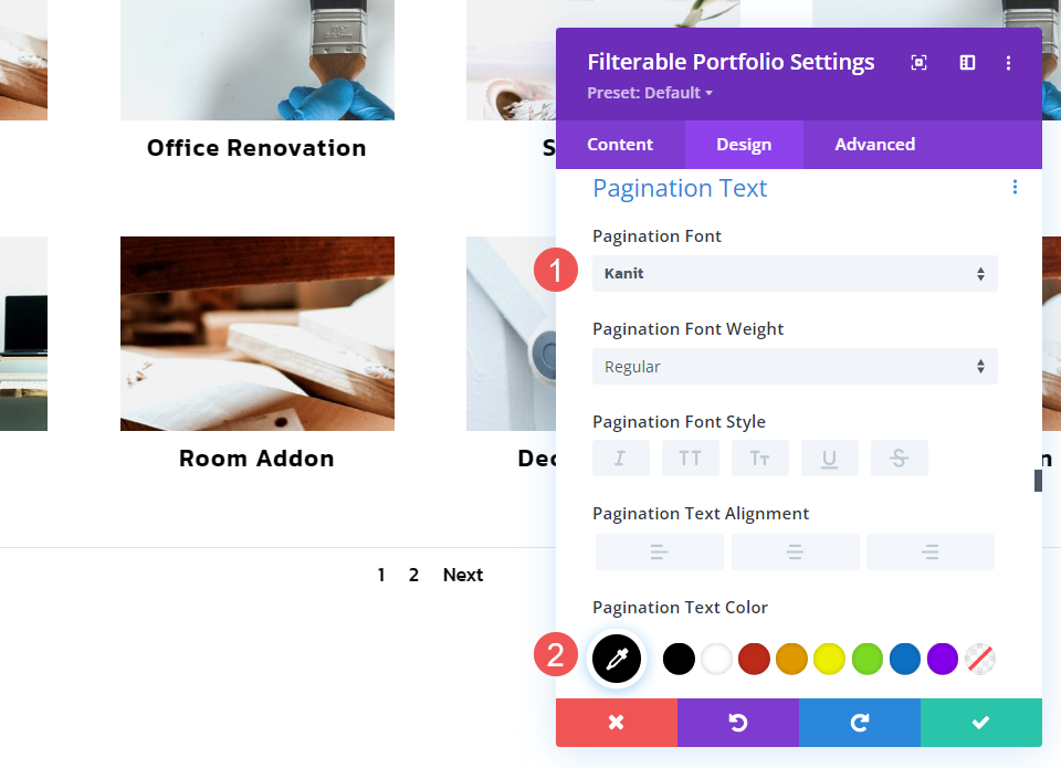 Pengaturan Modul Portofolio yang Dapat Difilter