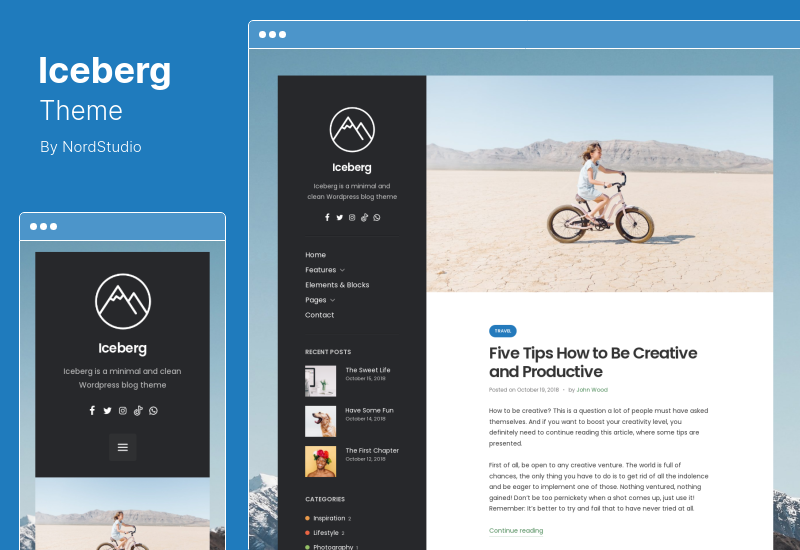 Iceberg Theme - Tema WordPress Blog Pribadi Sederhana & Minimal