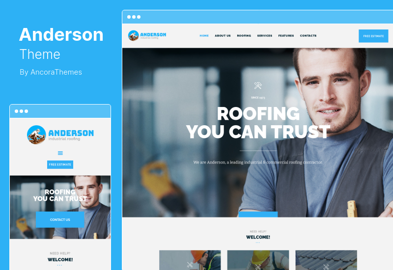 Anderson Theme - Tema WordPress Konstruksi Layanan Atap Industri