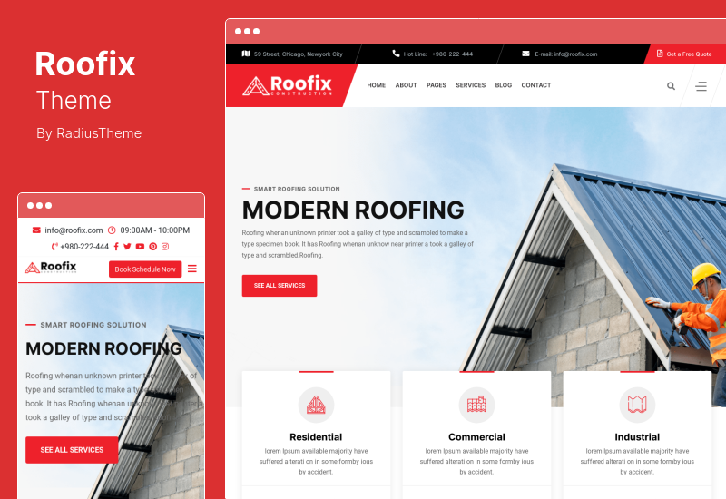 Tema Roofix - Tema WordPress Layanan Atap