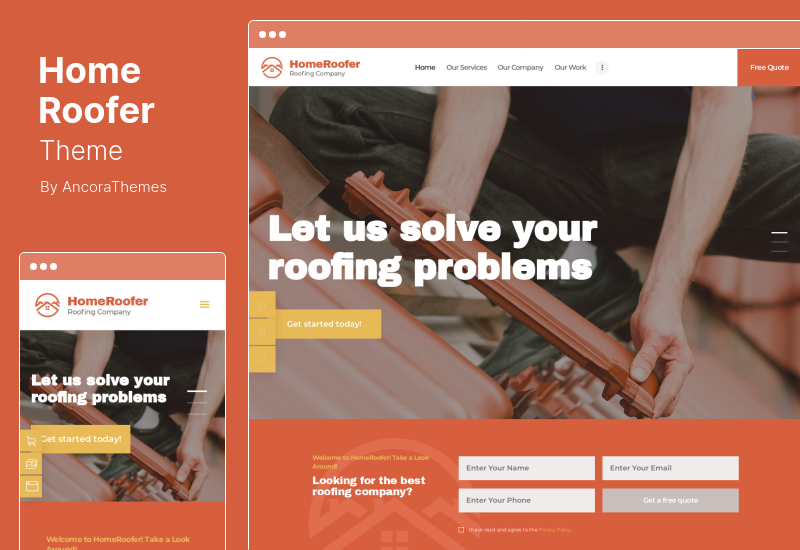 HomeRoofer Theme - Layanan Perusahaan Atap & Tema WordPress Konstruksi