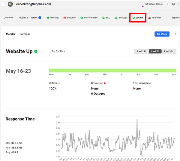 The Hub - Uptime Tab