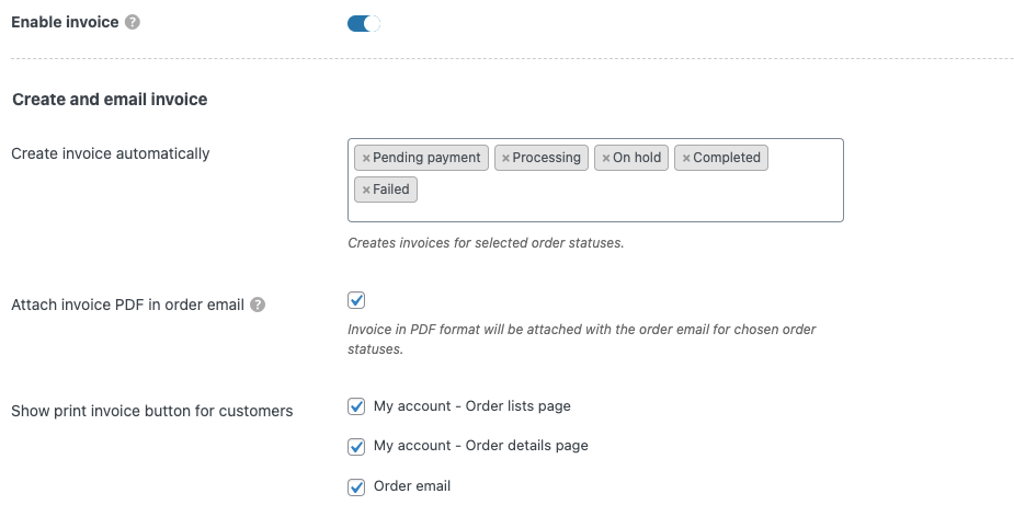 WooCommerce'de PDF faturaları oluşturun ve e-posta ile gönderin