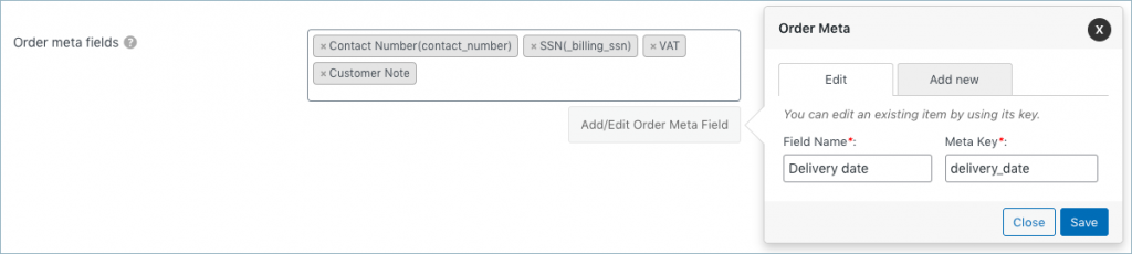 Bestellen Sie Metadetails von Rechnungsdetails