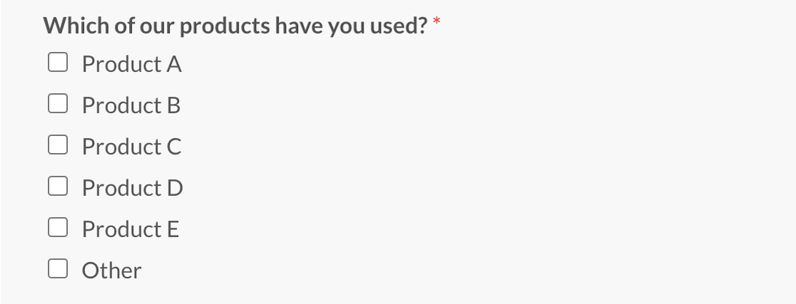 customer survey checkbox field