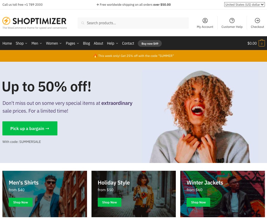 Tema WooCommerce premium do Shoptimizer