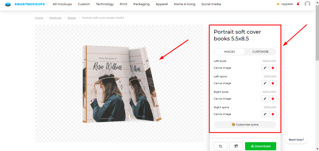 Copertă de carte Canva Smart Mockups