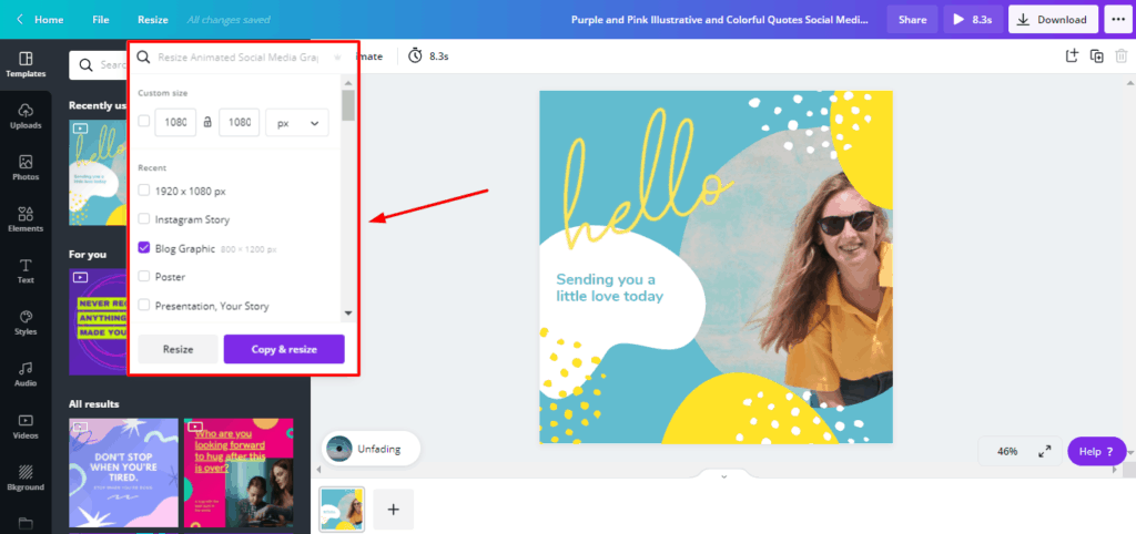 Canva Pro Magic Redimensionare