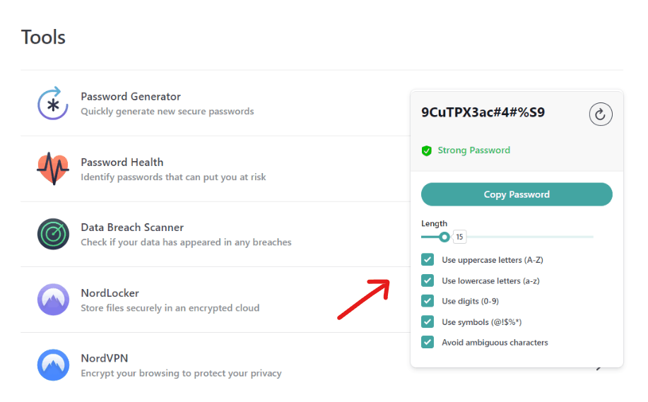 NordPass 密碼生成器