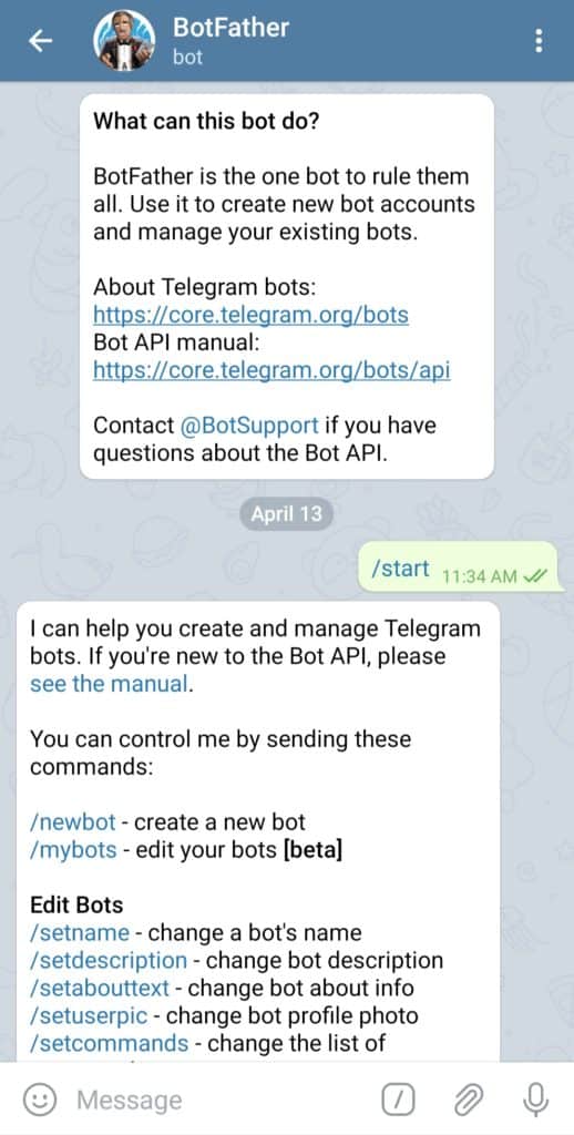 在 Telegram 上創建一個新的機器人