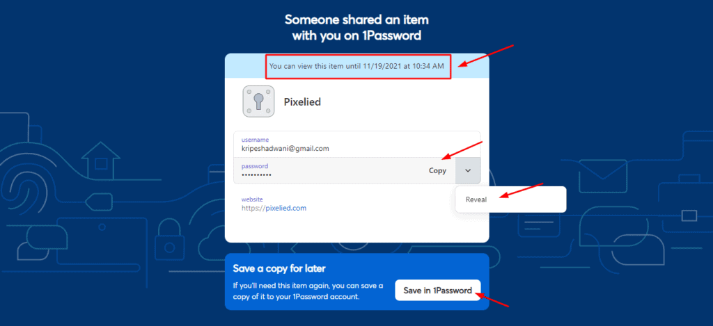 Melihat item yang dibagikan di 1Password