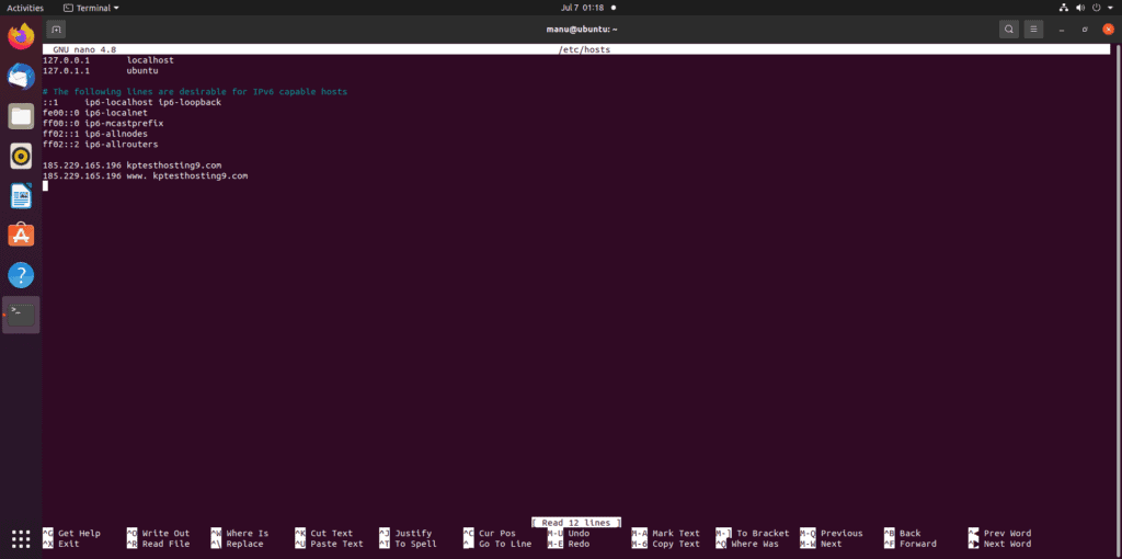 (Linux) Langkah 2 - menambahkan teks yang diperlukan