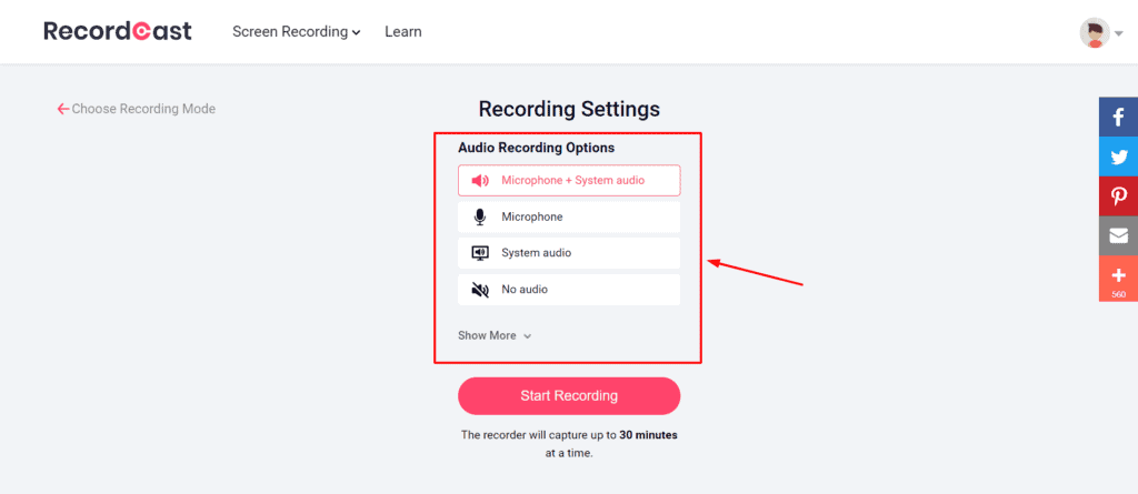 RecordCast 高级音频设置