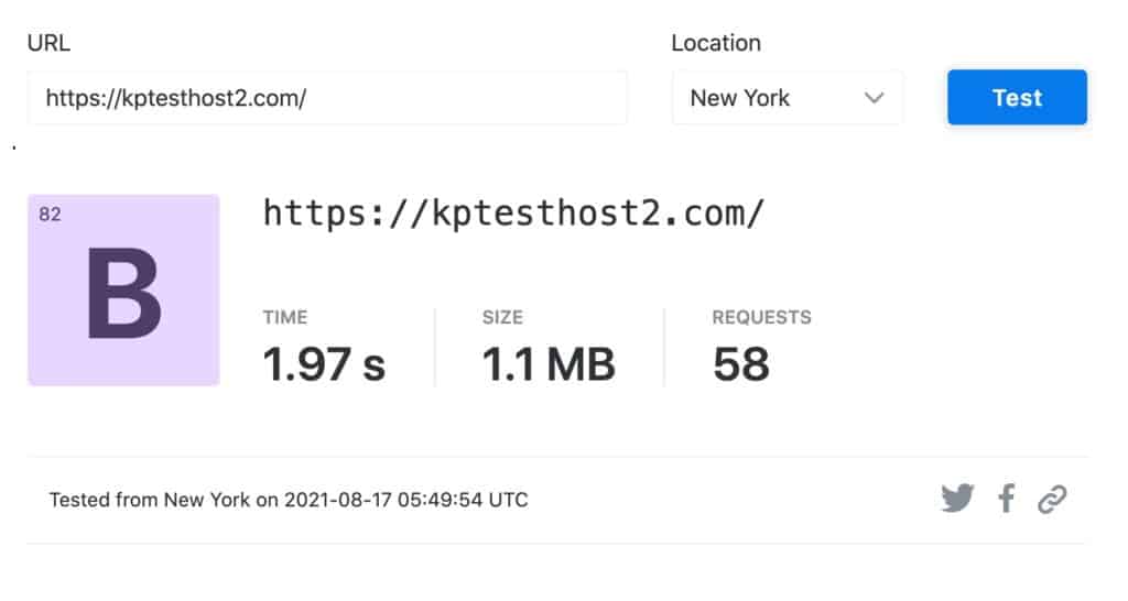 Kecepatan di New York (tanpa plugin cache)