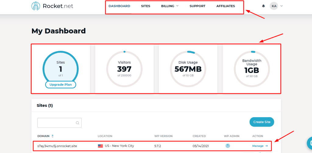 Rocket.net 用戶界面