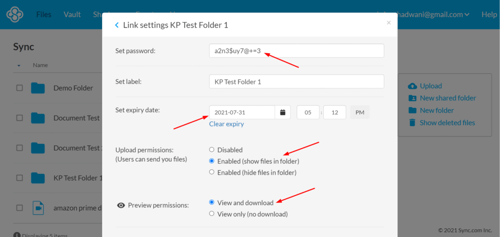 Tautkan kata sandi dan kedaluwarsa di Sync