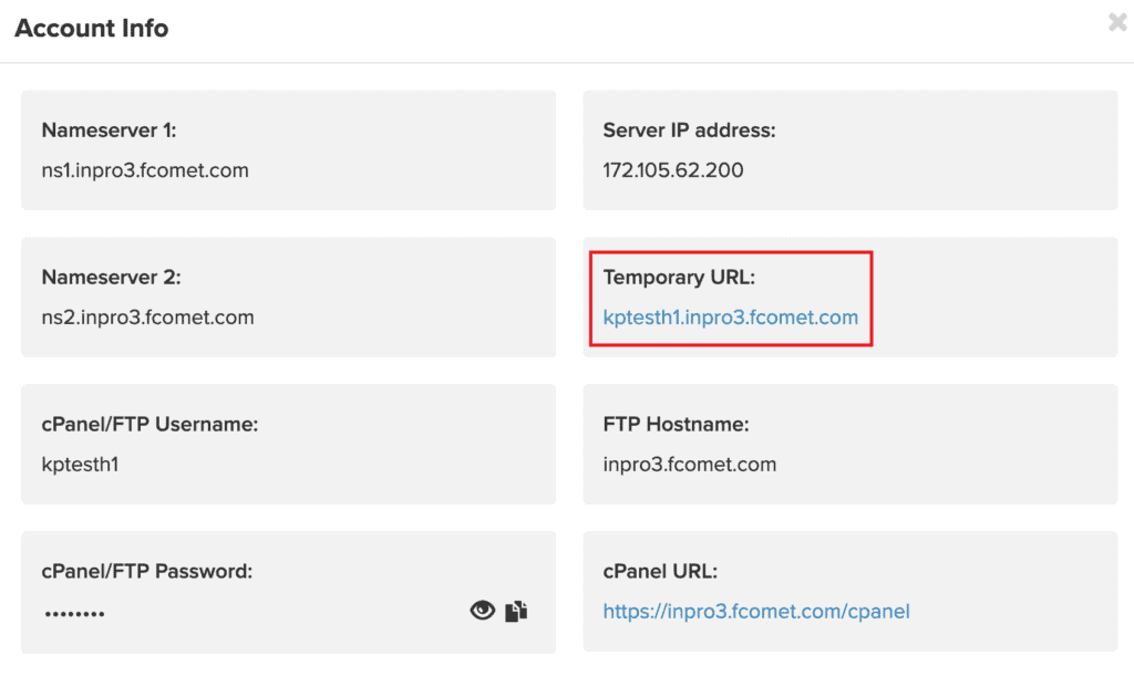 عنوان URL مؤقت في FastComet