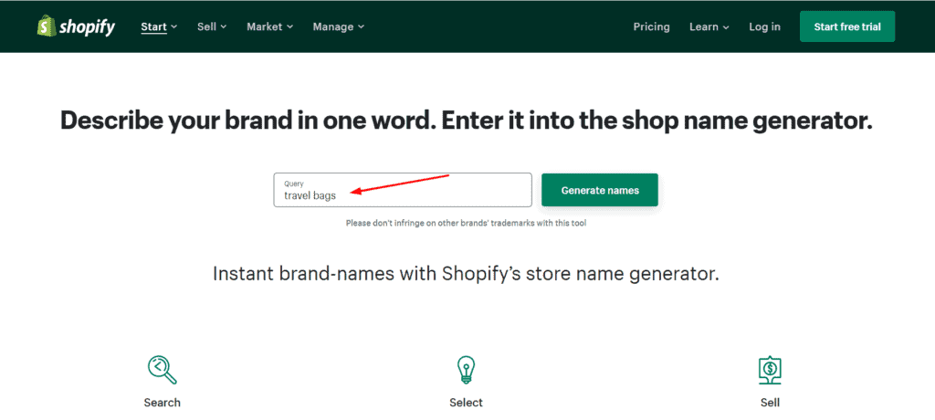 Shopify ホームページ