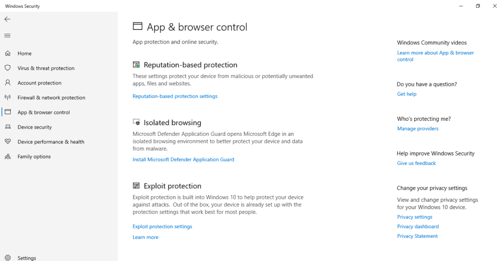 Kontrol Aplikasi dan Browser di Windows Defender