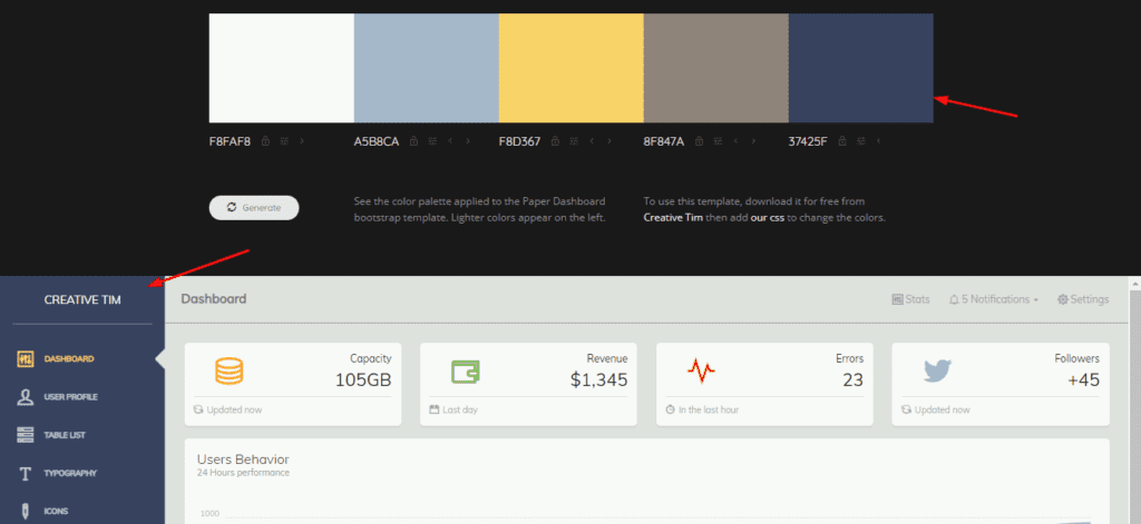 在 Colormind 中的網頁上預覽調色板