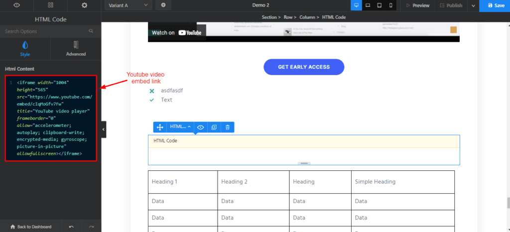 嵌入在滑動頁面中的 HTML 代碼