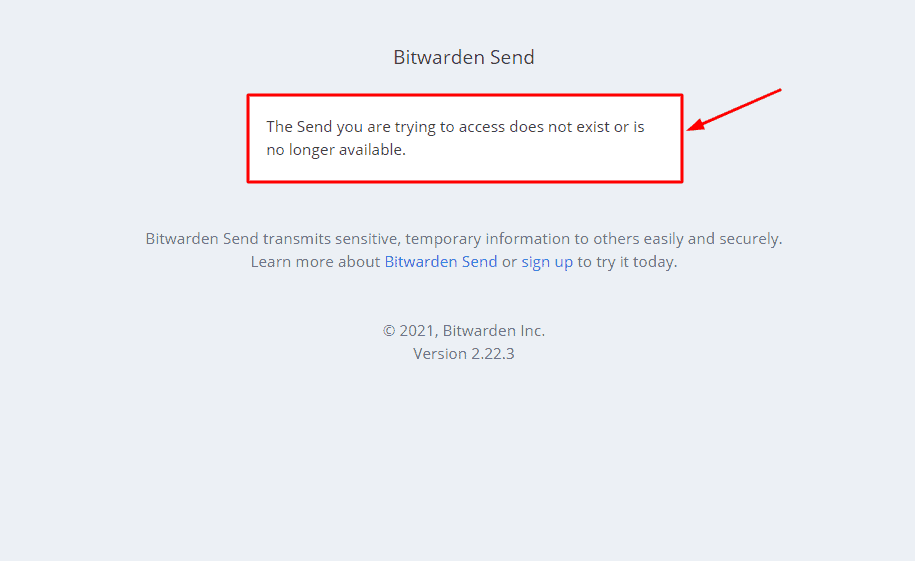 Excedendo a contagem de acesso no Bitwarden Send