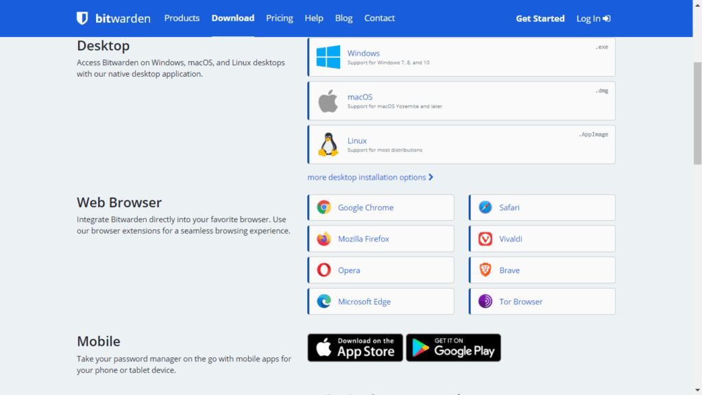 bitwarden 設備支持