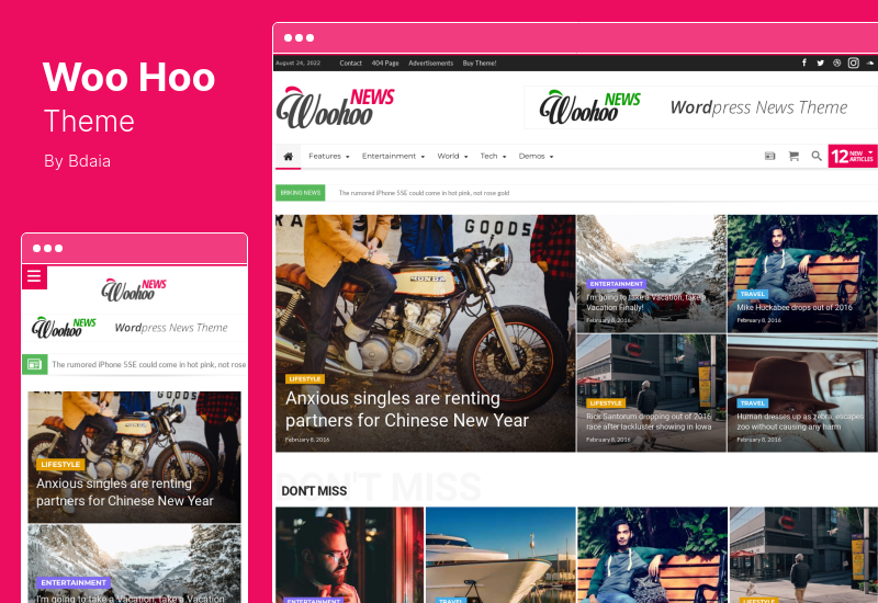 Tema WooHoo - Notizie su riviste di giornali Tema BuddyPress AMP WorrdPress