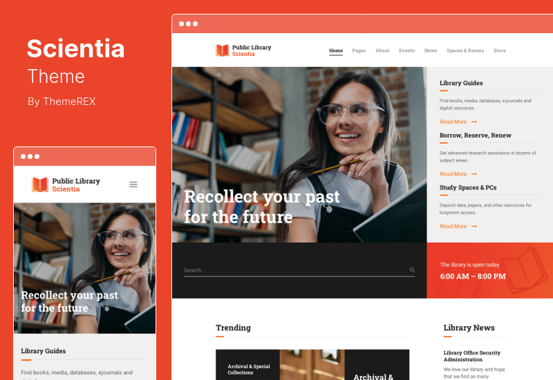 Tema Scientia - Tema WordPress de educação para biblioteca pública e livraria