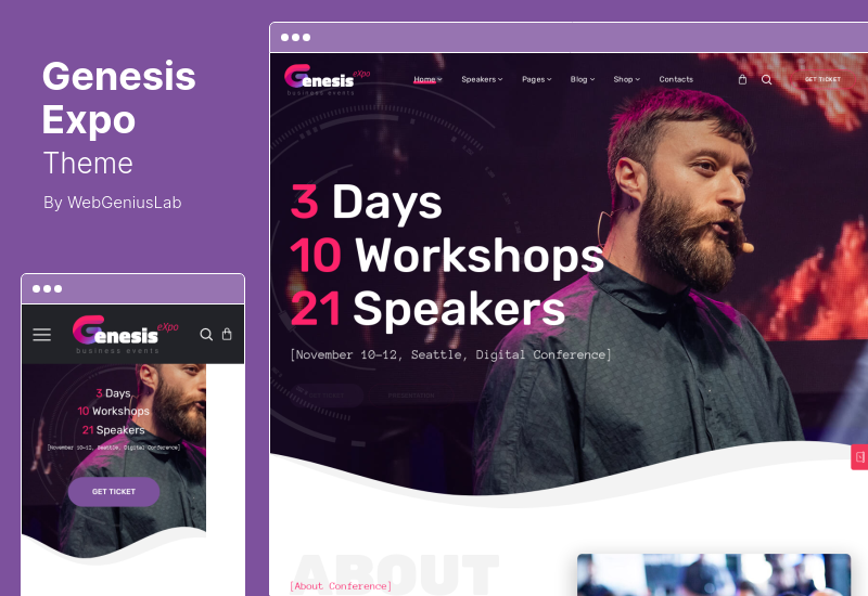 GenesisExpo 主题 - 商务活动和会议 WordPress 主题