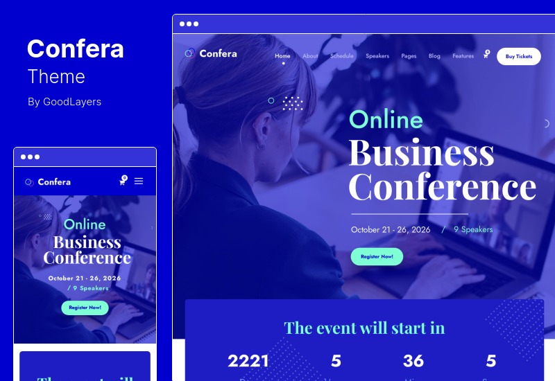 Confera 主题 - 会议和活动 WordPress 主题