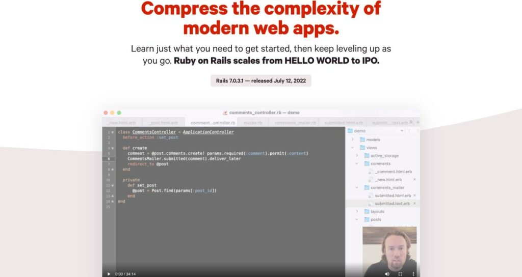 captura de tela do ruby ​​on rails