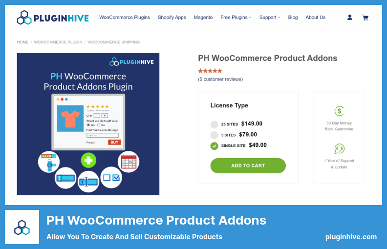 PH WooCommerce 产品插件插件 - 允许您创建和销售可定制的产品