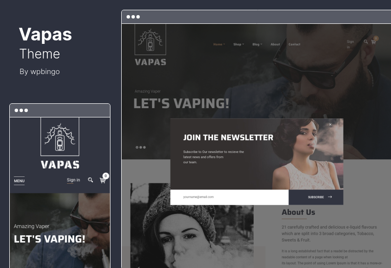 Vapas Theme - Тема WordPress для магазина электронных сигарет WooCommerce