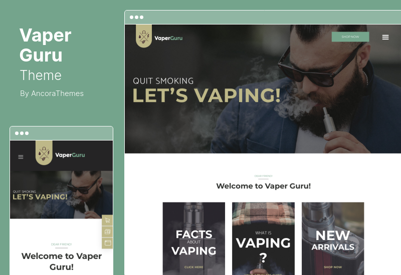 VaperGuru Theme - Тема WordPress для сообщества вейперов и сигаретного магазина